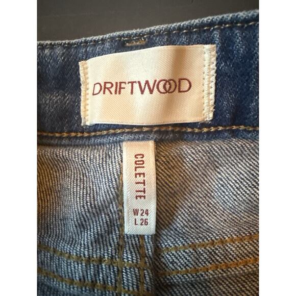 Driftwood Colette Embroidered Cuff Cropped Jeans W24 L26 Floral Raw Hem - Picture 8 of 10